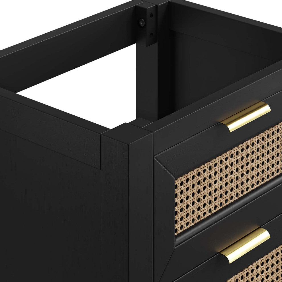 Dixie 24" Solid Wood Bathroom Vanity Cabinet, Sink Basin Not Included, Black