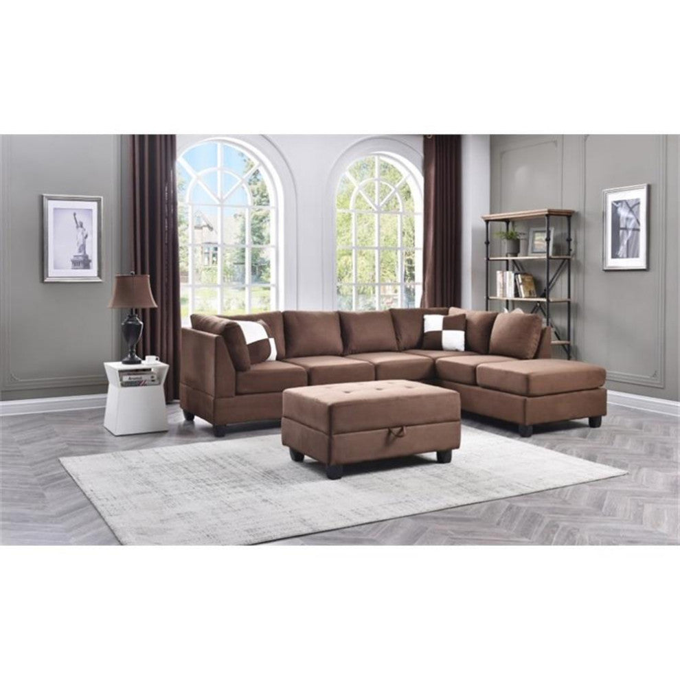 Glory Furniture Malone Microsuede Sectional in Chocolate
