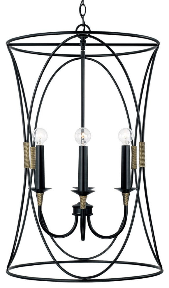 Capital Lighting 545641 Amara 4 Light 19"W Pendant - Matte Black with Brass