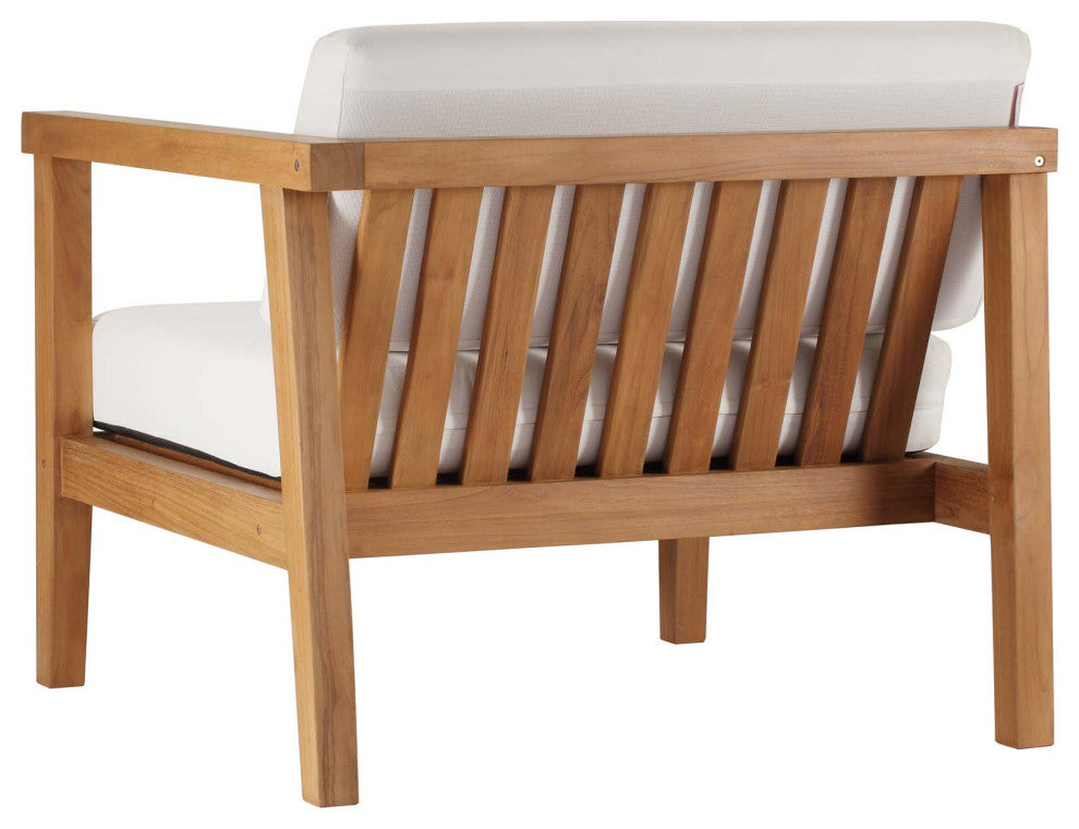 Lounge Sectional Sofa Chair Set, White Natural, Wood, Modern, Outdoor Patio