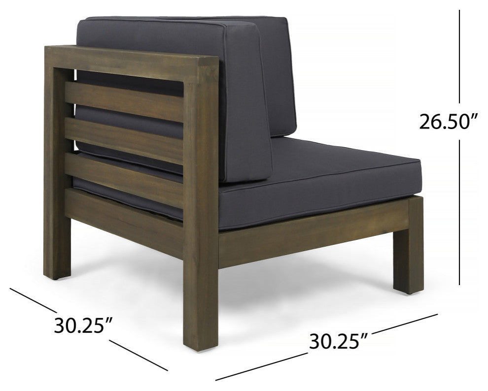 Esther Outdoor Modern 8 Seater Acacia Wood Sectional Sofa Set With Fire Pit