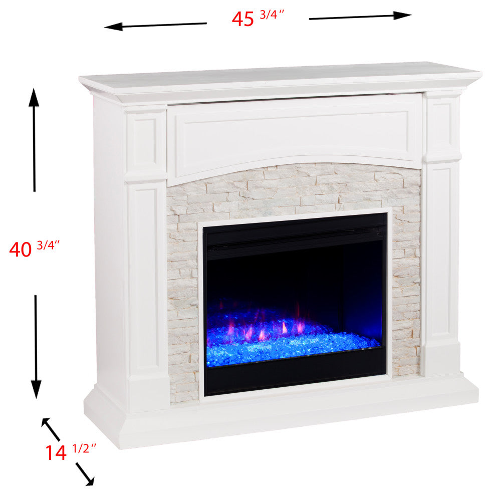 Savannah Color Changing Media Fireplace, White
