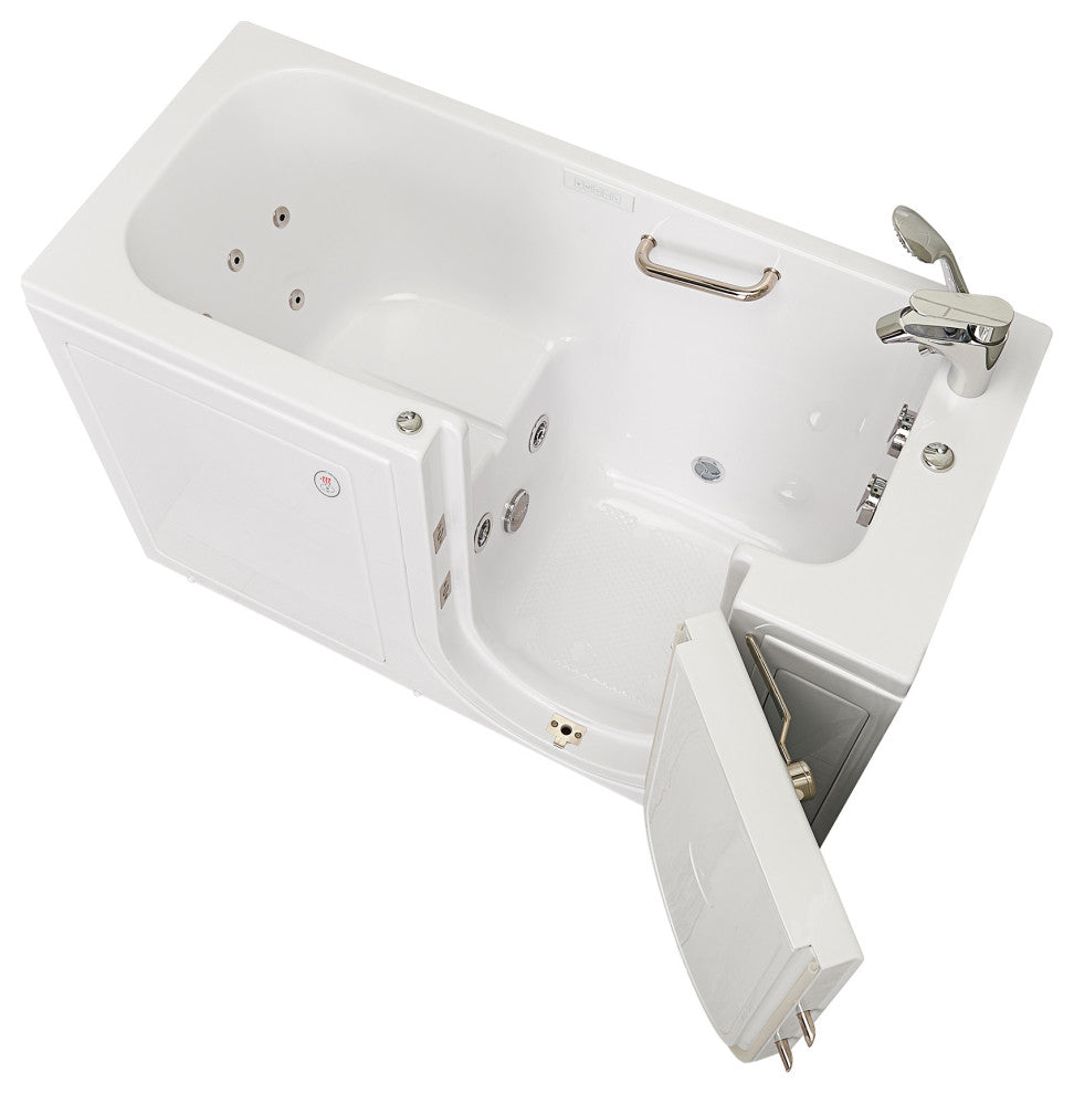 Ella Lounger 27"x60" Acrylic Massage Walk-In Bathtub, Outward Swing Door, Faucet