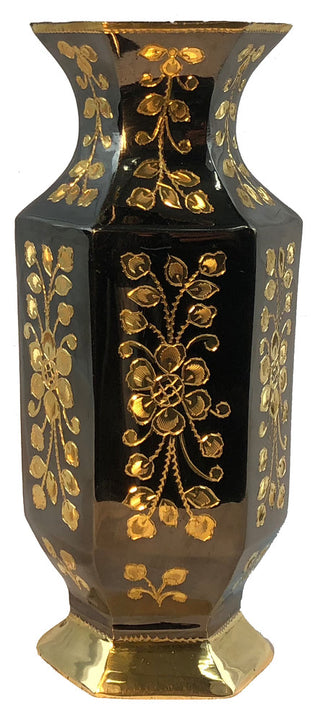 Natural Geo Brass Hexagonal Floral Bottle Decor