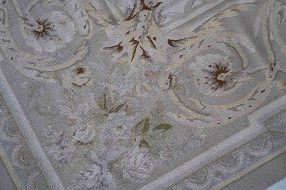 Handmade Vintage French Aubusson Rug 8.7'x12.2', 267cmx373cm 1970s