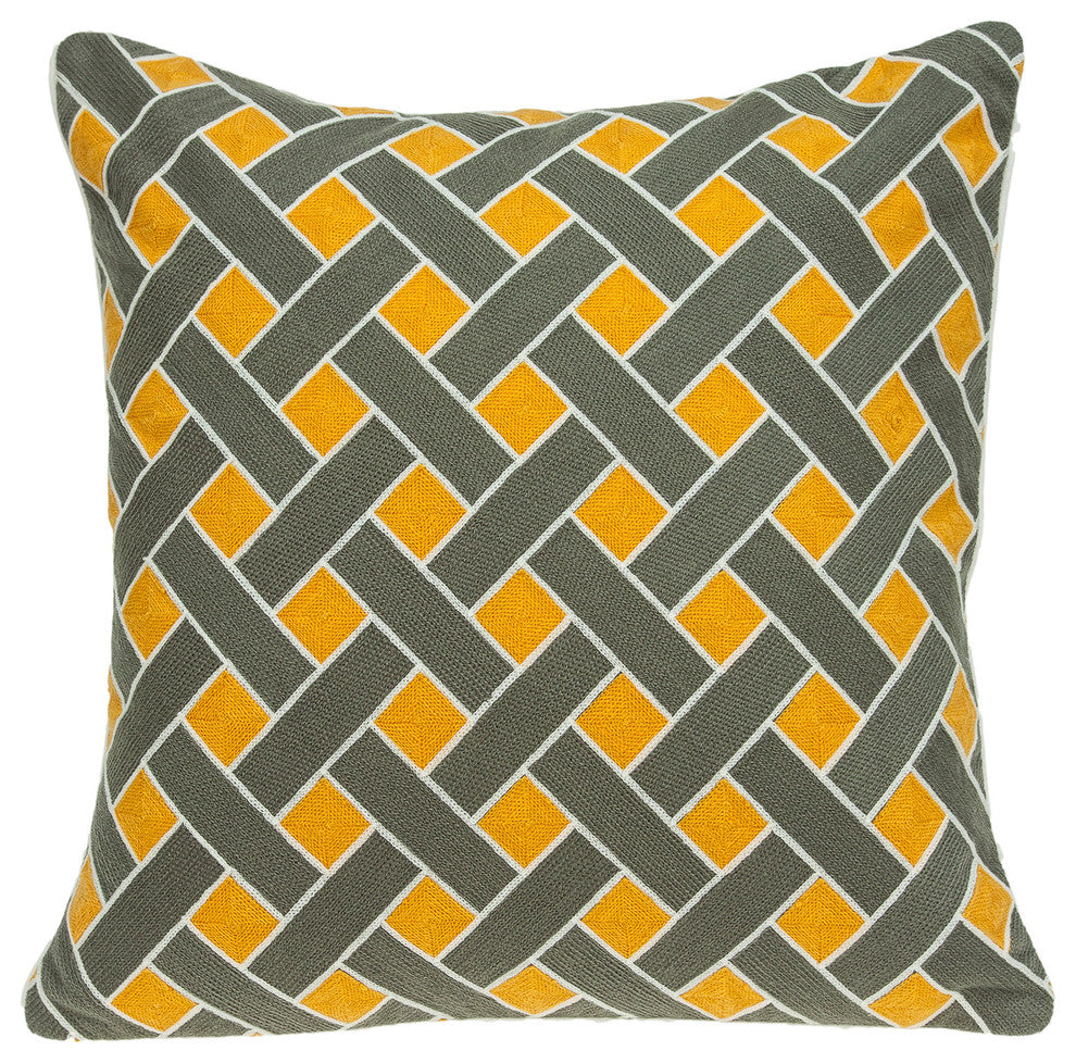 Kain Transitional Gray and Orange Pillow Cover With Poly Insert