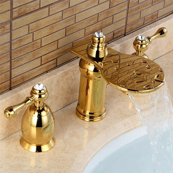 BathSelect Beautiful Deck Mount Faucet Gold Dual Handle