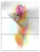"Summer Woman With Flowers" Metal Wall Art, 3 Panels, 28"x36"