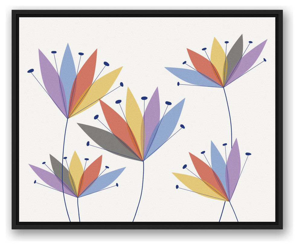 Mod Flowers Canvas Wall Art, 31.75x25.75, Framed Canvas