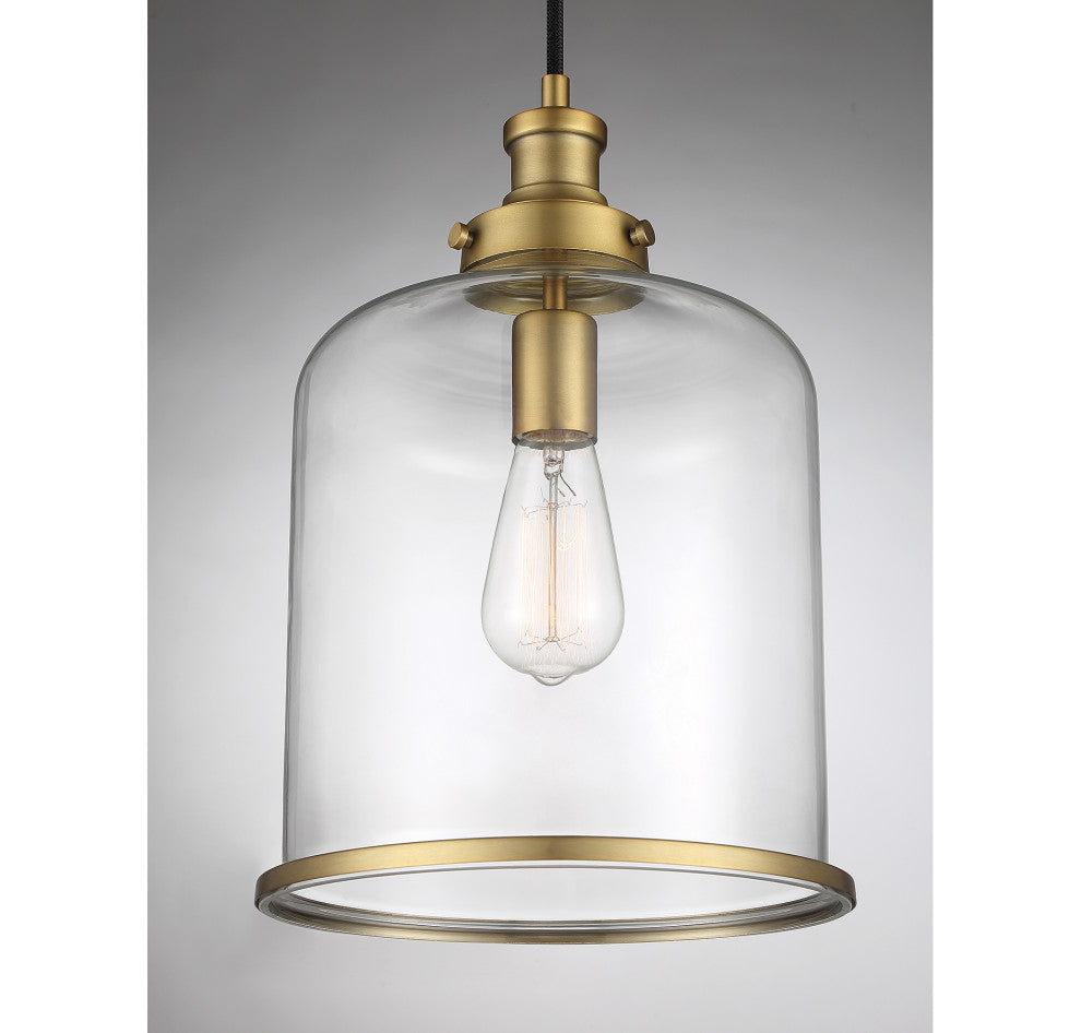 1-Light Pendant, Natural Brass