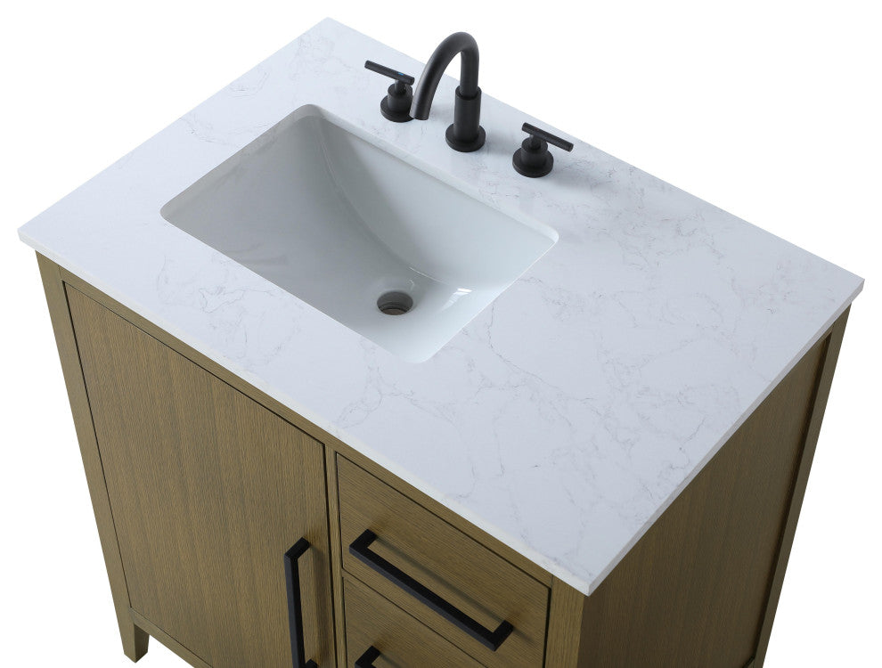 Home Living 32" Single Bathroom Vanity, Chestnut Brown