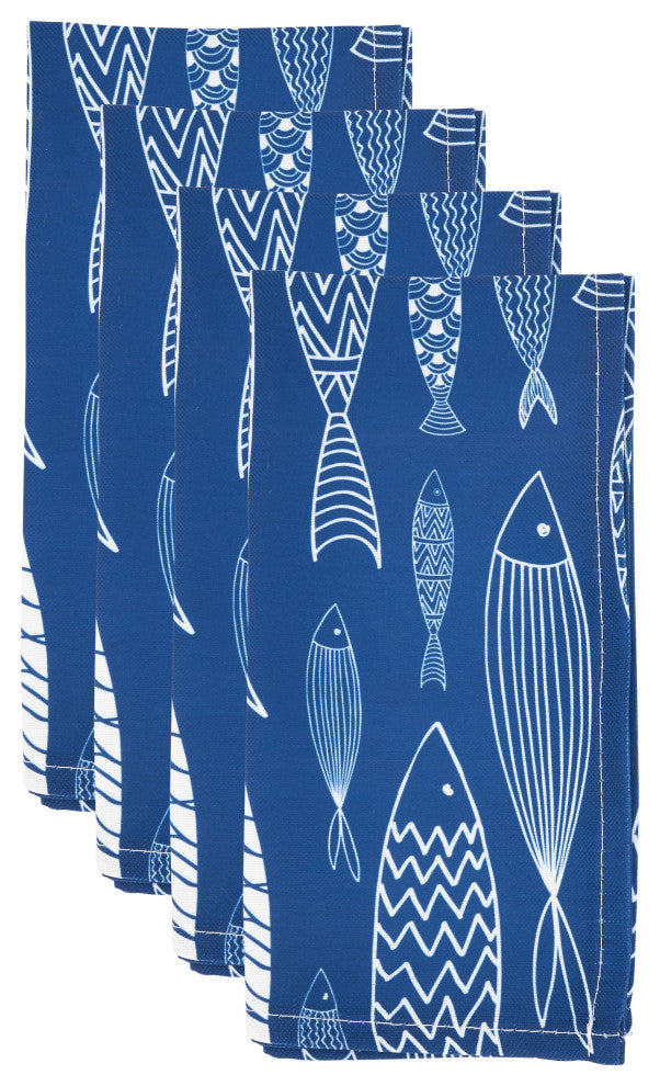 FishTable Napkins (Set of 4), Navy Blue, 20"x20"