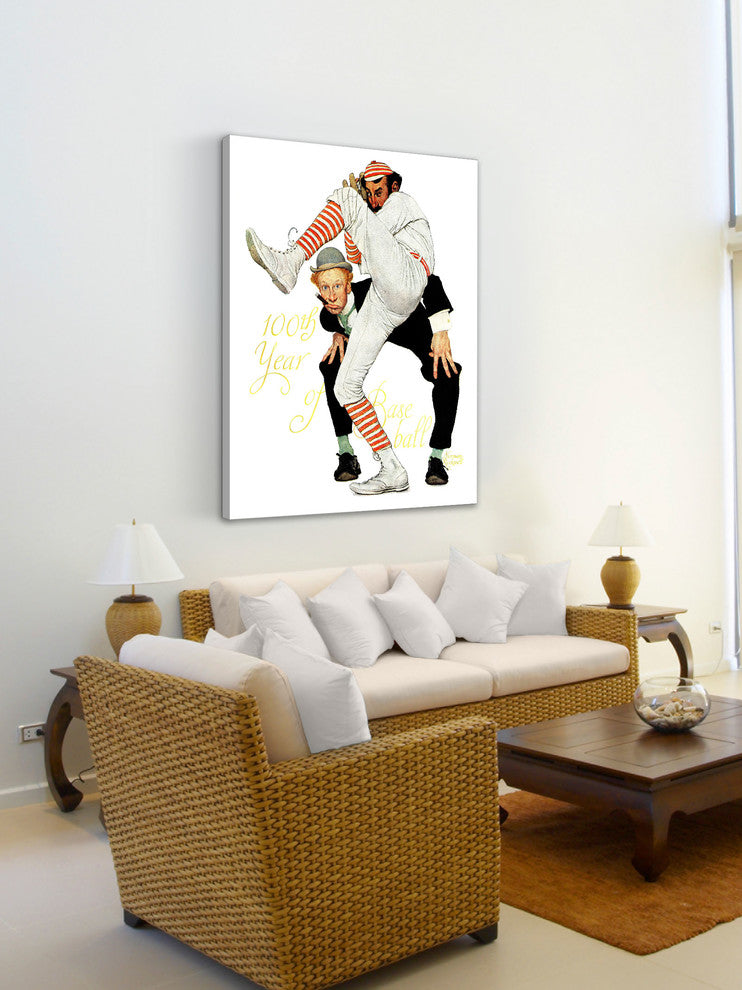"100th Anniversary of Baseball" Print on Canvas by Norman Rockwell