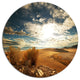 Prairie Under Heavy Clouds, Landscape Round Metal Wall Art, 11"