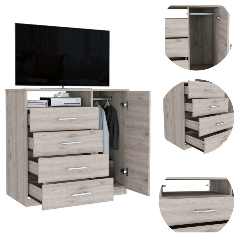 Rioja 4 Drawer Dresser, Light Gray