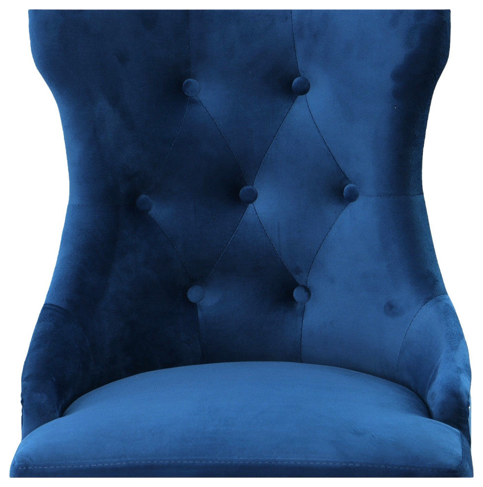 Megan Tufted Chair With Nailhead Trim, Blue/Espresso