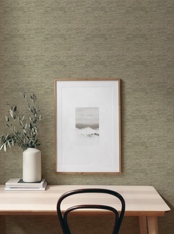 Canvas Look Peel and Stick Vinyl Wallpaper, Green, 24" X 60"