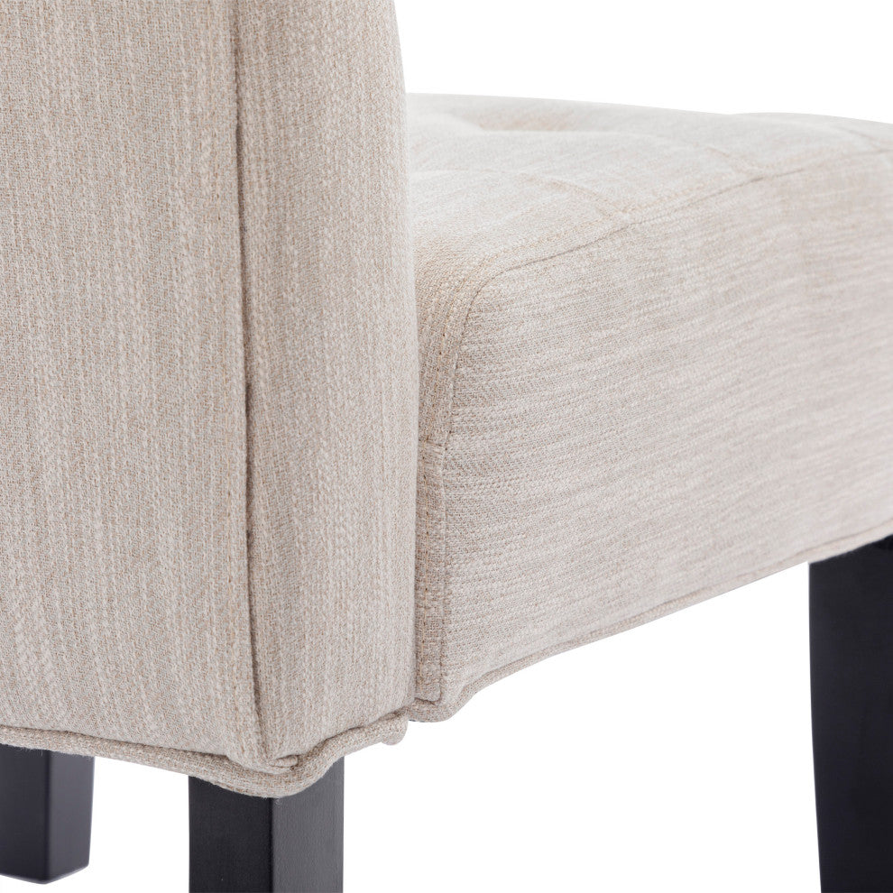 Mulligan Fabric Tufted Slipper Chairs, Set of 2, Beige + Matte Black