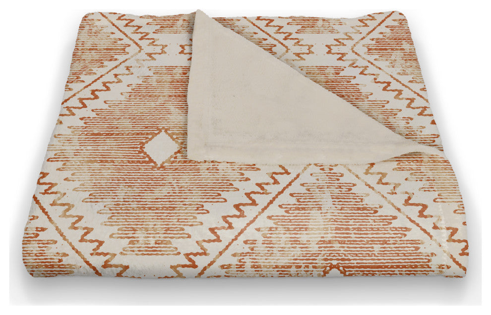 Orange Ikat 50 x 60 Coral Fleece Blanket