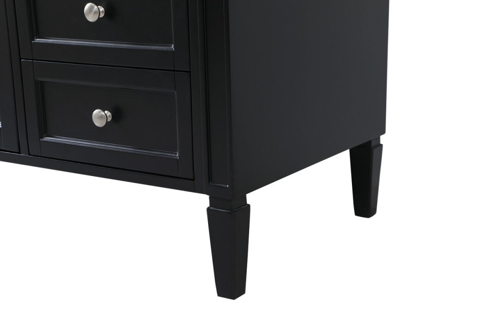 Home Living Vanity with Carrara White Marble Countertop, Black, 60", Single Sink