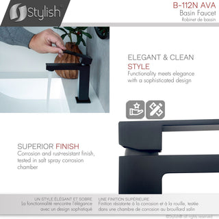 STYLISH Bathroom Faucet Single Handle Matte Black Finish, B-112N AVA