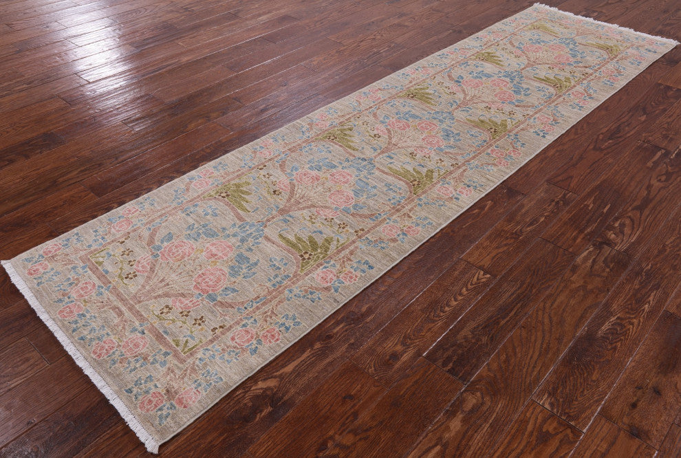 2' 8" X 9' 10" William Morris Hand Knotted Runner Rug Q4581