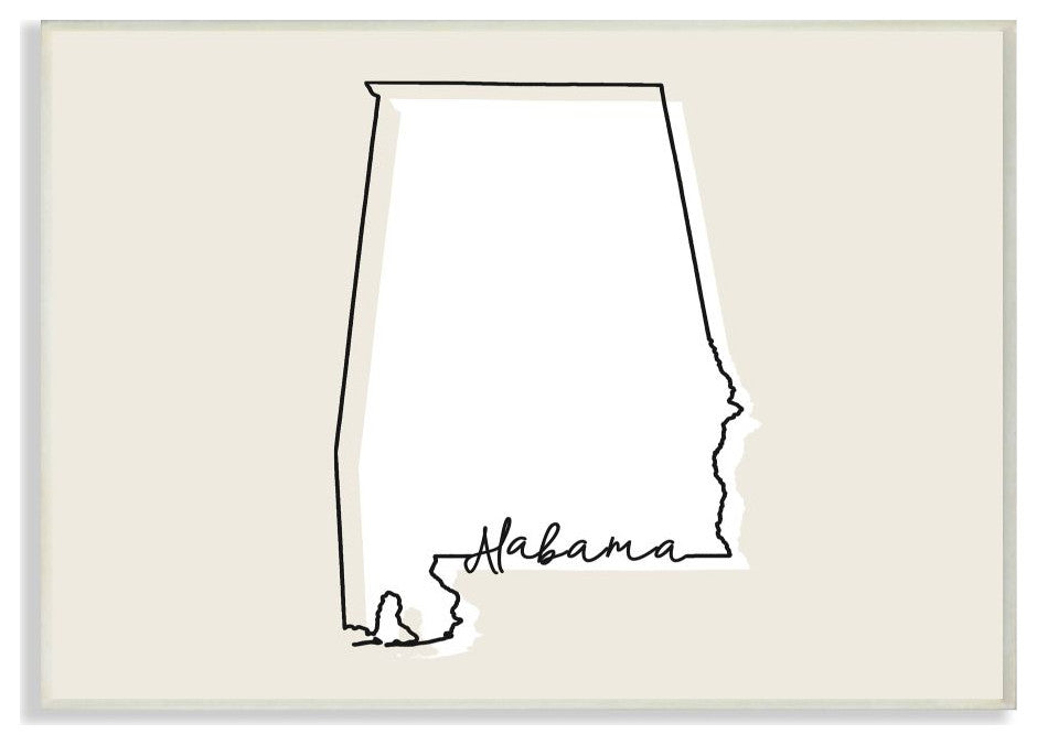Alabama Home State Map Neutral Print Design, 10"x15"