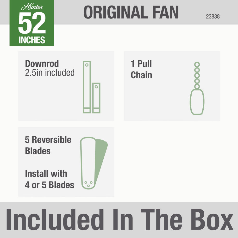 Hunter Fan Company 52" Outdoor Original Black Ceiling Fan