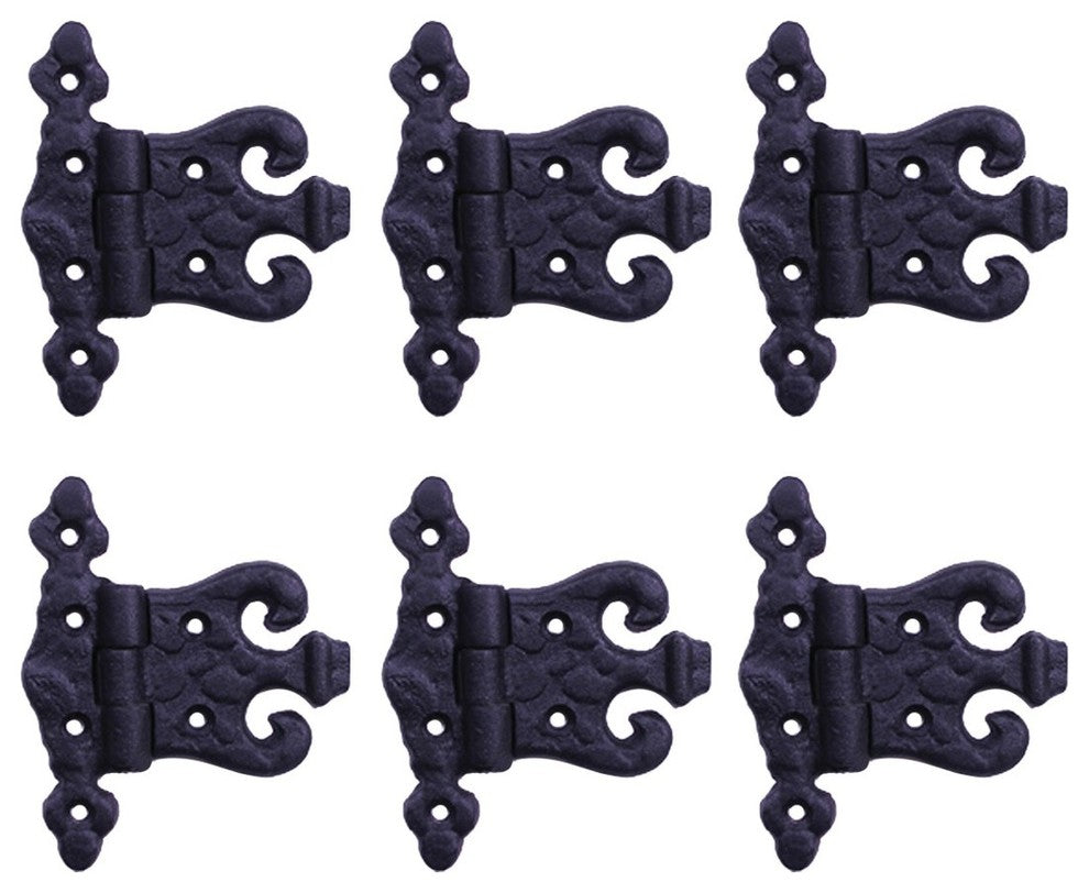 Cabinet Hinge Black Iron Rustproof Finish Set of 6