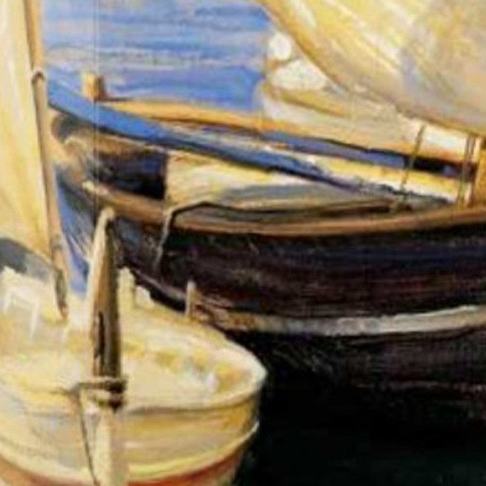 35" Fleet of Boats With Open White Sails Giclee Wrap Canvas Wall Art