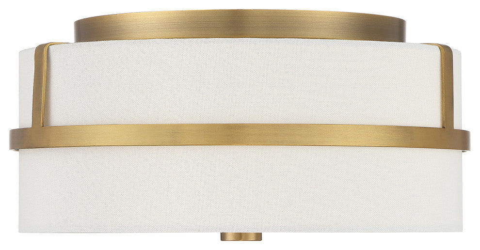 2-Light Ceiling Light, Matte Black, Natural Brass