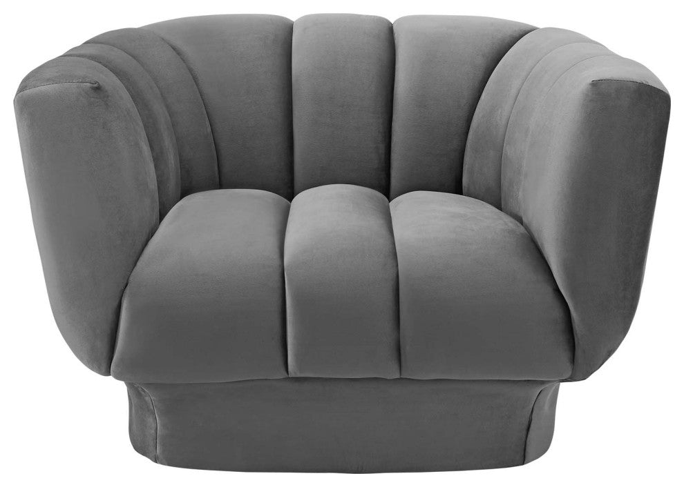 Modern Living Room Lounge Accent Side Chair Armchair, Velvet Fabric, Grey Gray