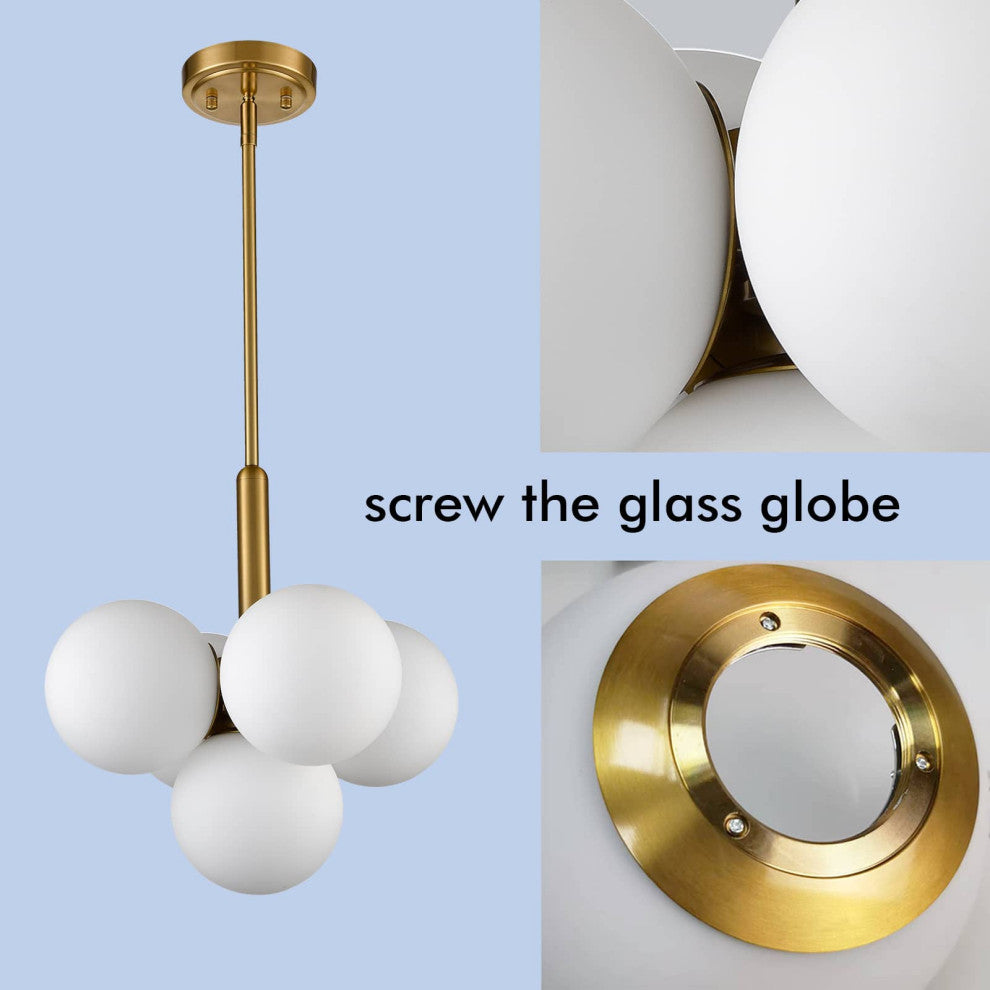 Mid-Century 5 Light Gold Kitchen Island Pendant Lighting