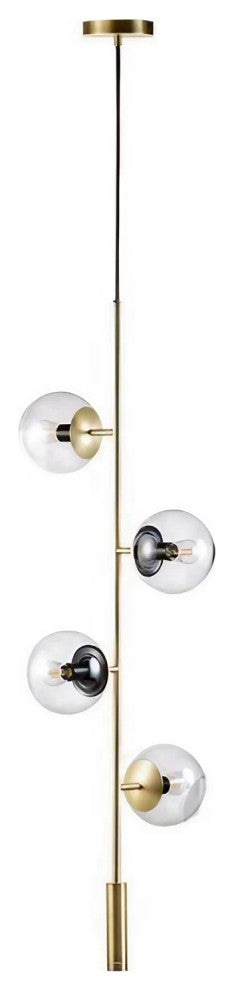 Iglesias | Luxury LED Pendant Light in the Shape of Glass Ball for Dining Room, Gold, Clear Glass, Cool Light
