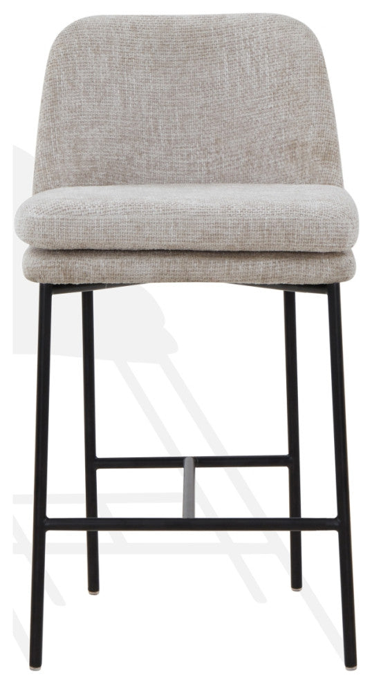 Safavieh Couture Tamarie Chenille Counter Stool, Light Grey/Black