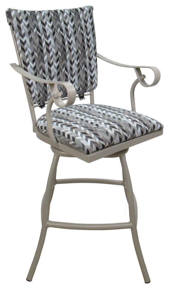 Outdoor/Indoor Jenna Bar Stool Beige Back Pad, Simi Soft Gray, Beige, 26"