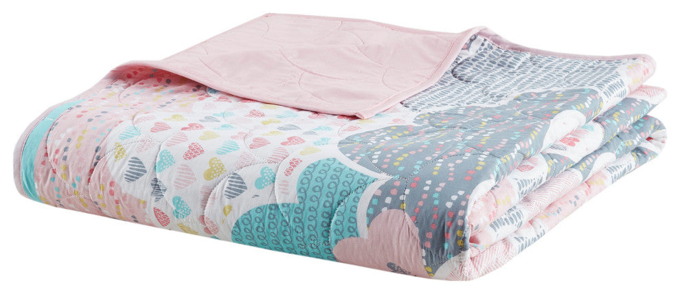 Kids Cotton Comforter/Duvet Cover/Coverlet Set, Pink, Full/Queen, Coverlet
