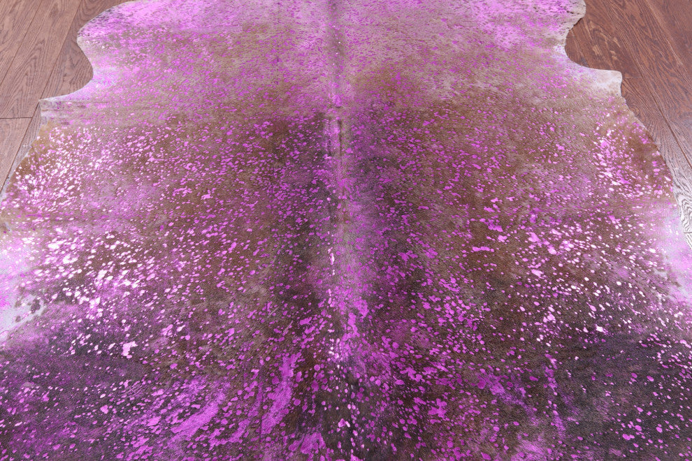 Pink Metallic Cowhide Rug 6' 10" X 6' 5" C2157
