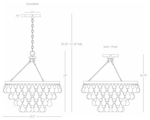 Robert Abbey S1000 Four Light Chandelier Bling Polished Nickel