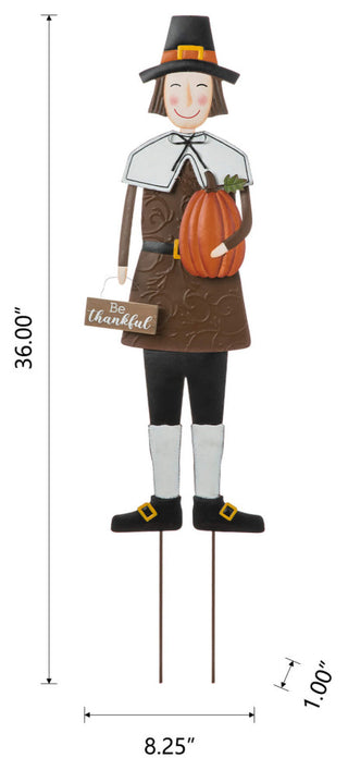 36"H Metal Thanksgiving Pilgrim Standing/Hanging Yard Decor, Boy