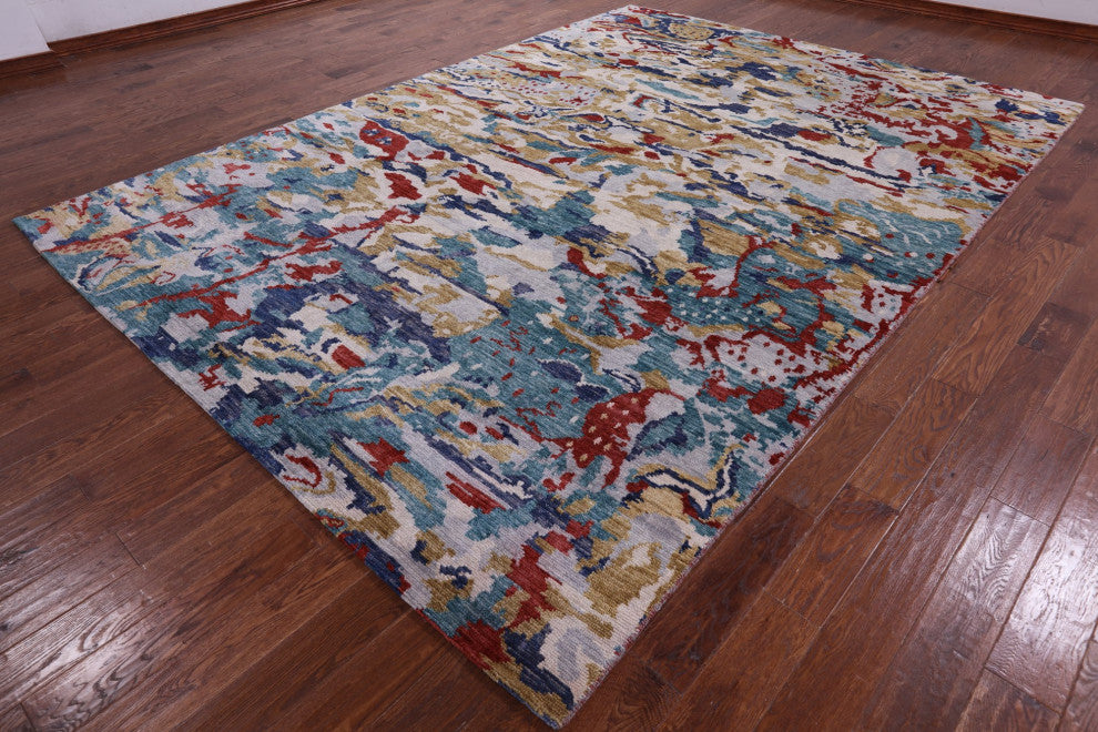 8' 10" X 12' 3" Modern Handmade Wool Rug Q8579