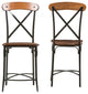 Broxburn Light Brown Wood & Metal Bar Stool, Set of 2