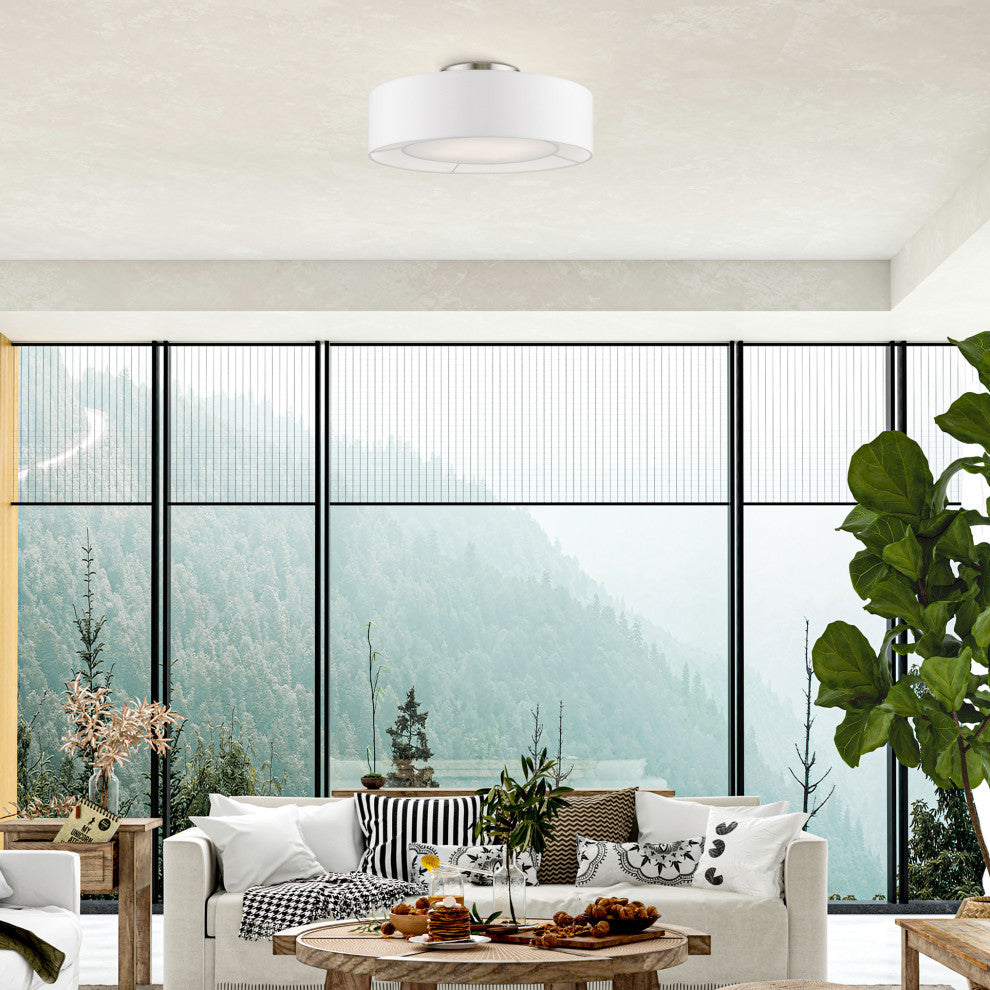 Gilmore 4 Light Brushed Nickel With Shiny White Accents Semi-Flush