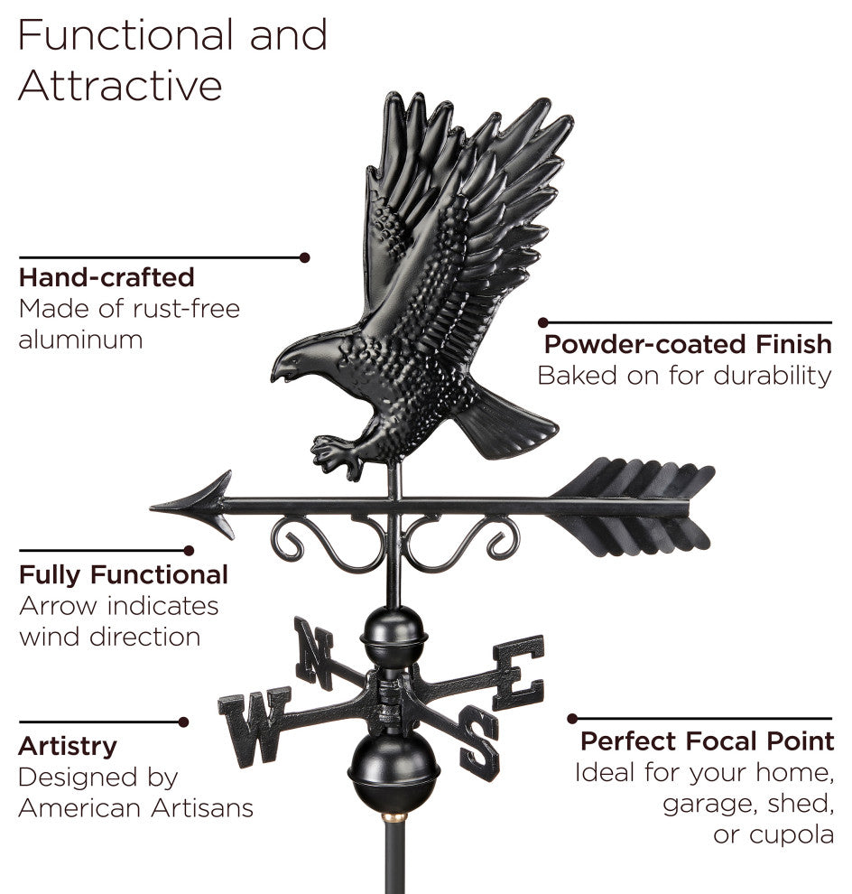 Majestic Eagle Weathervane 1979K- Black Finish by Good Directions