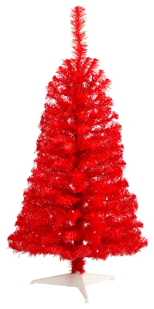 3' Red Artificial Christmas Tree With 50 LED Lights and 118 Bendable Branches