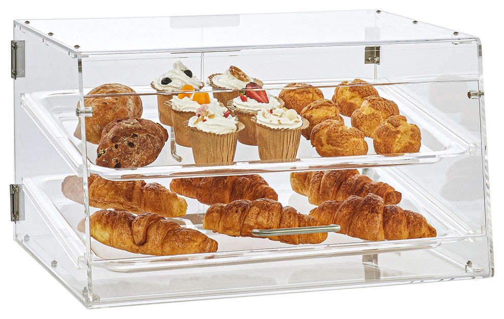 VEVOR 2-Tier Acrylic Bakery Display Case Countertop Donut Pastry Case Rear Door