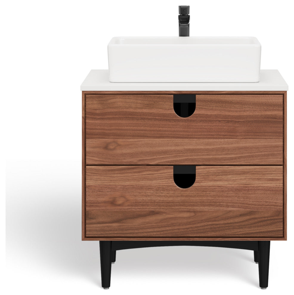 Newton Bath Vanity, Walnut, 30", Single Sink, Freestanding
