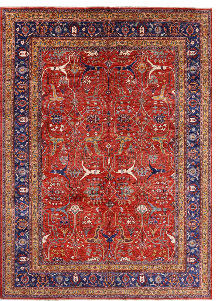 9' 8" X 13' 3" Persian Fine Serapi Hand Knotted Wool Rug - Q12438