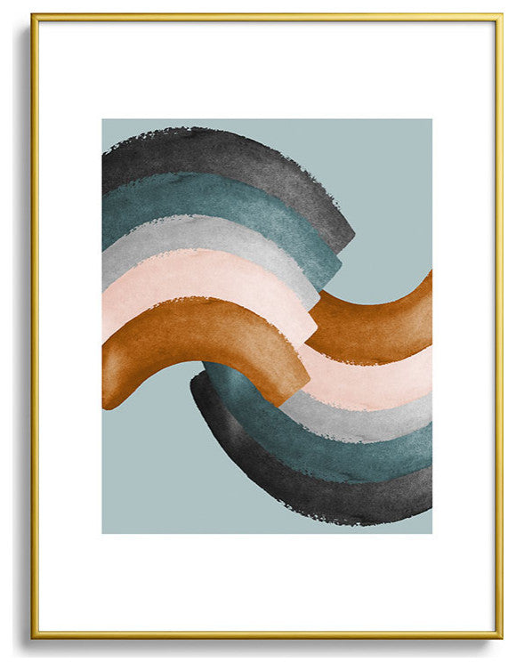 Gale Switzer Brushstroke rainbows teal Metal Framed Art Print
