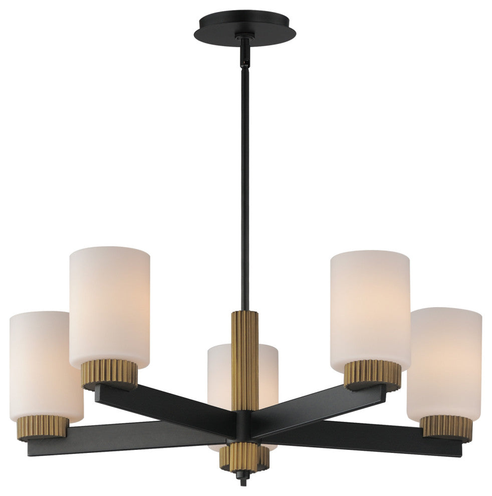 Maxim 32655SW Ruffles 5 Light 30"W Pillar Candle Style Chandelier - Black /
